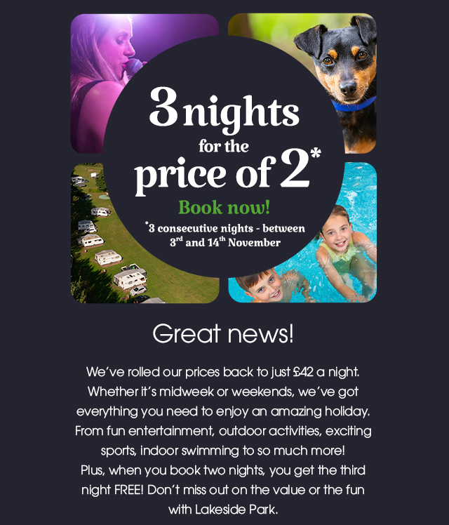 Pop Up 3 Nights For The Price Of 2 At Lakeside Park 1